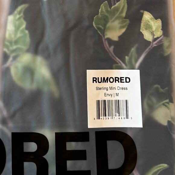 NWT Rumored Sterling Mini Dress Green Ivy Leaf Print Size Medium - Picture 6 of 6